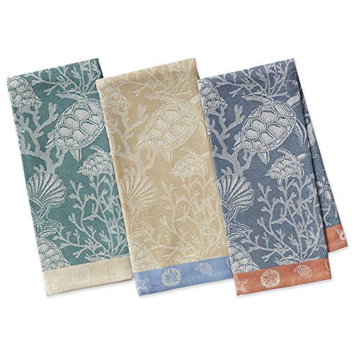 Design Imports DII Coral Reef Jacquard Dish Towel, Set of 3