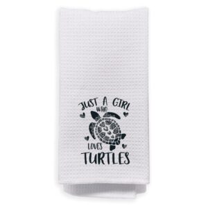 negiga just a girl who loves turtles reusable waffle weave dish cloth towel 24x16 inch,cute funny turtles decor decorative dish towel for cooking drying cleaning kitchen bathroom