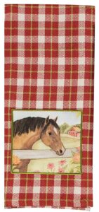 kay dee designs r3776 grace & beauty red plaid horses tea towel