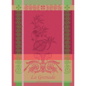 garnier thiebaut french jacquard kitchen towel 100% cotton fruits collection (grenade rose)