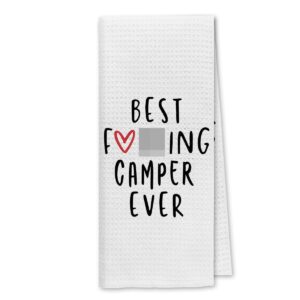 dibor best camper ever kitchen towels dish towels dishcloth,funny camping decorative absorbent drying cloth hand towels tea towels for bathroom kitchen,campers gifts