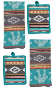 4 piece kay dee designs southwest craze kitchen dish towel and potholder bundle