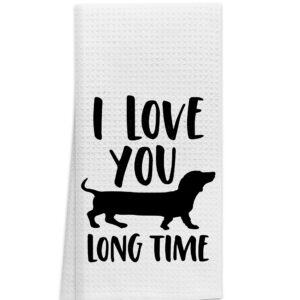 OHSUL I Love You Long Time Dachshund Valentine's Day Kitchen Towels Dish Towels Dish Cloth,Cute Wiener Dog Hand Towels Tea Towel for Bathroom Kitchen Decor,Dog Lovers Couples Gifts