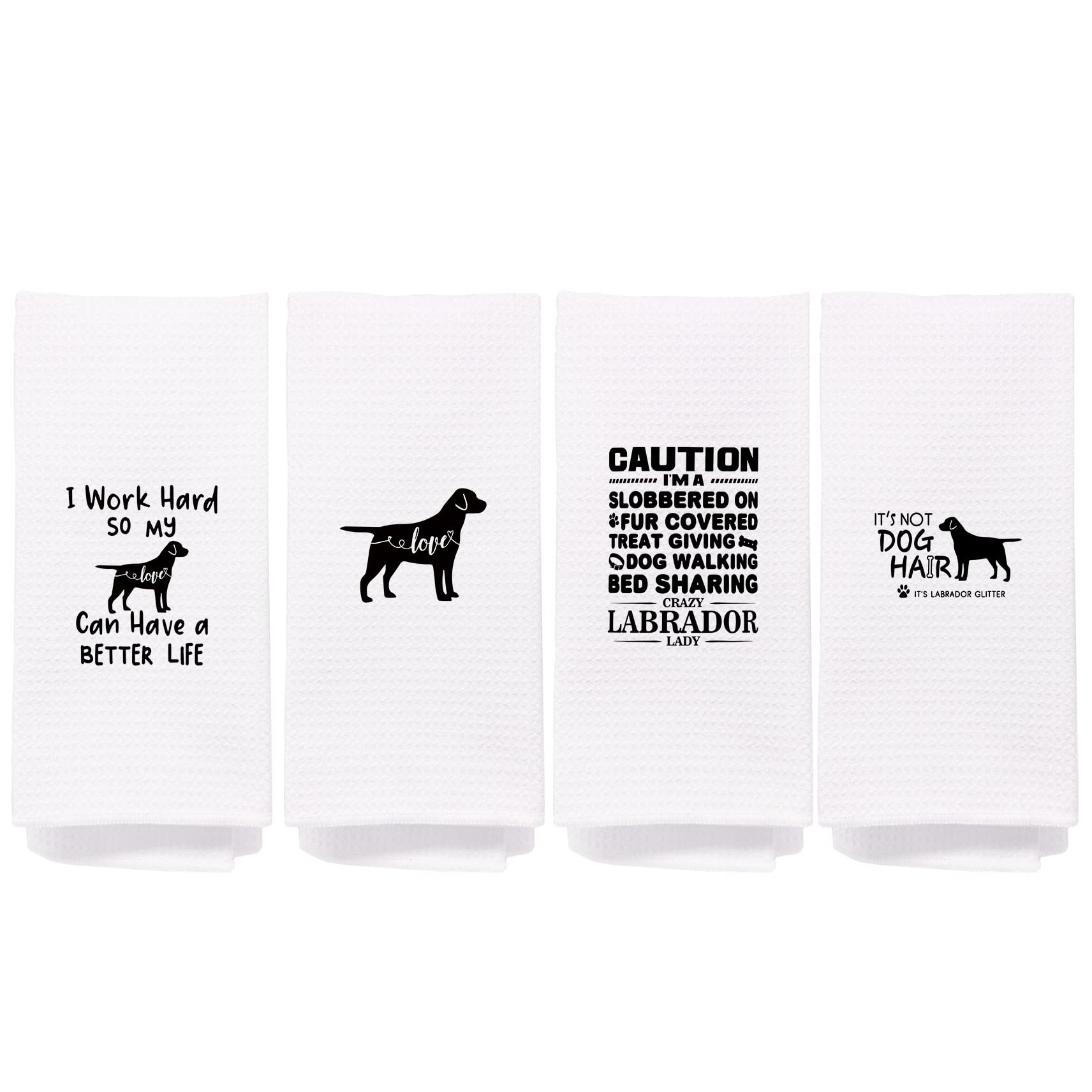 NEGIGA Labrador Retriever Gifts Kitchen Towels 16x24 Set of 4, Labrador Gifts, Black Lab Kitchen Towel, Dog Kitchen Towels Dish Towel Tea Towel Hand Towels