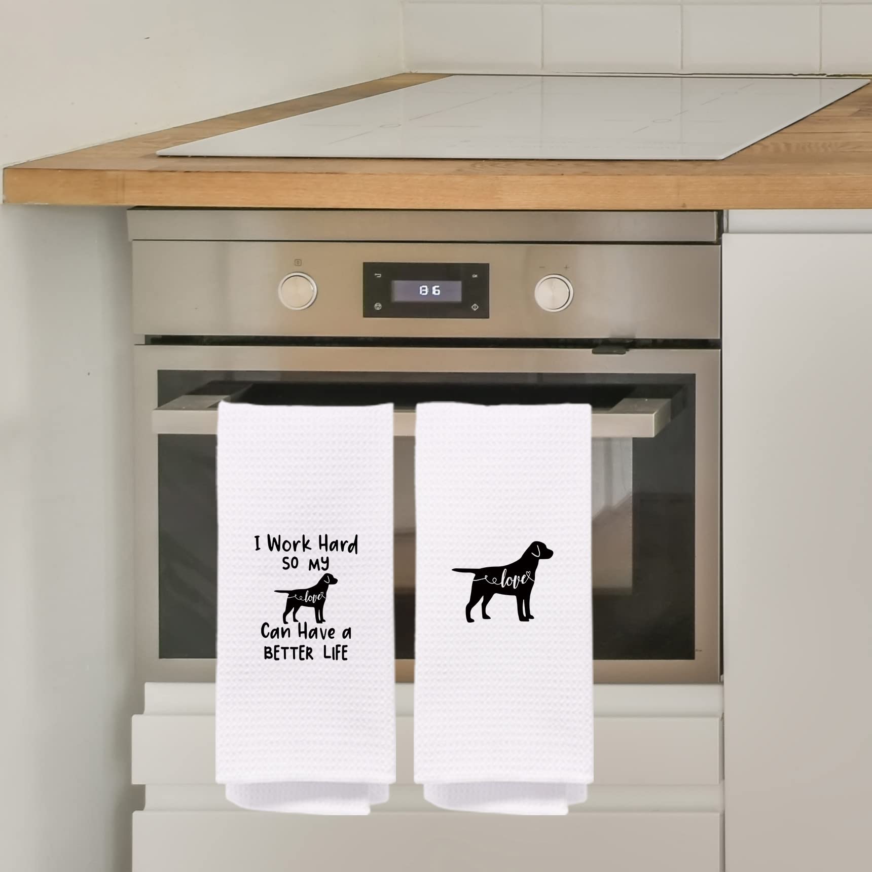 NEGIGA Labrador Retriever Gifts Kitchen Towels 16x24 Set of 4, Labrador Gifts, Black Lab Kitchen Towel, Dog Kitchen Towels Dish Towel Tea Towel Hand Towels