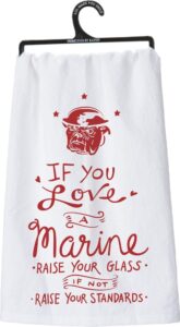 primitives by kathy lol made you smile dish towel, 28 x 28-inches, if you love a marine