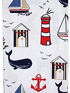 fillURbasket Coastal Kitchen Towels Set of 3 Nautical Towels with Fish Sailboats Whales Lighthouse Ocean Dish Towels for Kitchen 15”x25” 100% Cotton