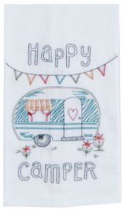 kay dee designs r3011 happy camper embroidered flour sack towel , white, small