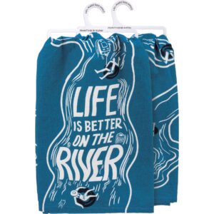 primitives by kathy life is better on the river decorative kitchen towel 28" x 28"