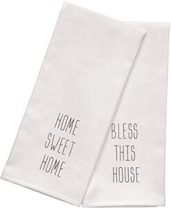 100% polyester kitchen towels set of 2 - dish towels 18" x 28" (home sweet home and bless this home)