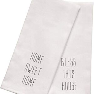 100% Polyester Kitchen Towels Set of 2 - Dish Towels 18" X 28" (Home Sweet Home and Bless This Home)