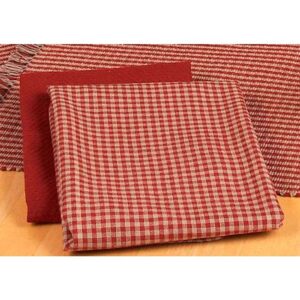 home collection by raghu newbury gingham barn red towel, 18 by 28" set of 6