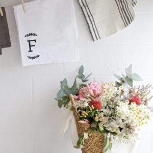 The Cotton & Canvas Co. Personalized Single Monogram Initial F Soft Absorbent Kitchen Tea Towel, Flour Sack Towel, Dish Cloth