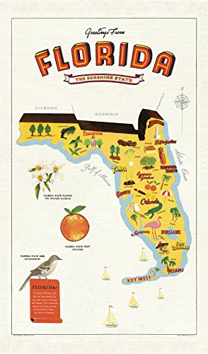 Cavallini & Co. Florida Map Tea Towel