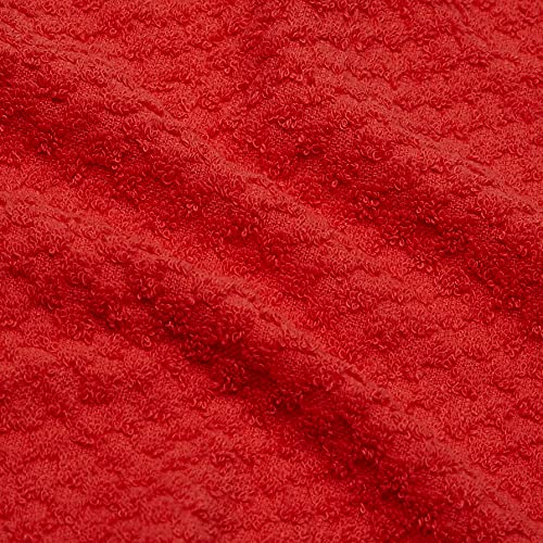 Amazon Basics 100% Cotton Soft & Absorbent, Popcorn Texture Terry Kitchen Cloth, Pack of 4, Red Stripe, 28"L x 16"W