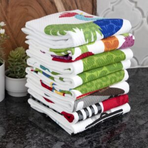 T-fal Textiles Double Sided Print Woven Cotton Kitchen Dish Towel Set, 2-pack, 16" x 26", Dish Stack Print