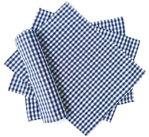 navy & white checkered kitchen tea towel, itoolai 100% woven cotton washable dish cloth set of 4