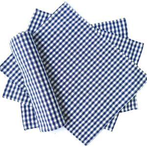 Navy & White Checkered Kitchen Tea Towel, iToolai 100% Woven Cotton Washable Dish Cloth Set of 4