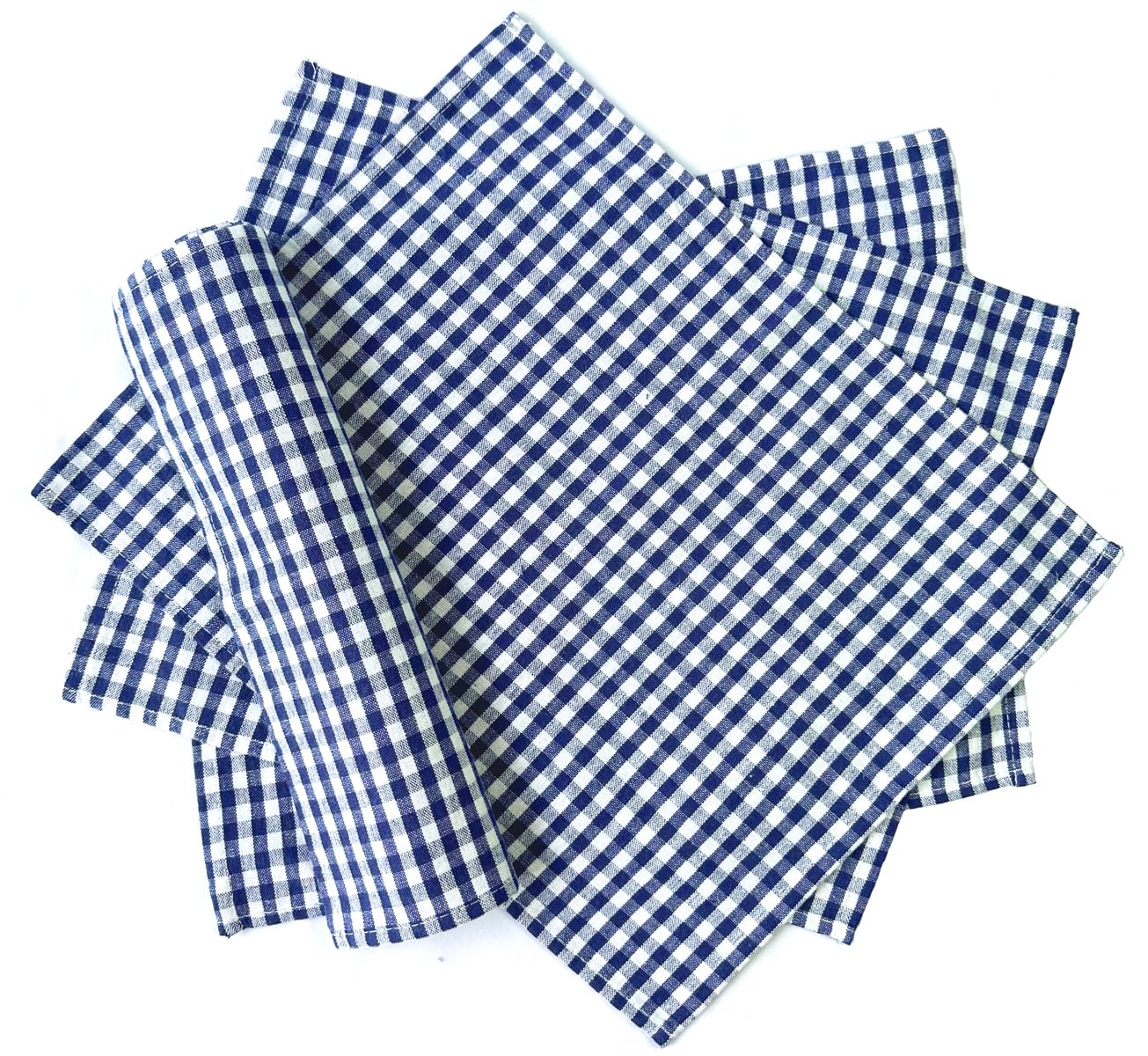 Navy & White Checkered Kitchen Tea Towel, iToolai 100% Woven Cotton Washable Dish Cloth Set of 4