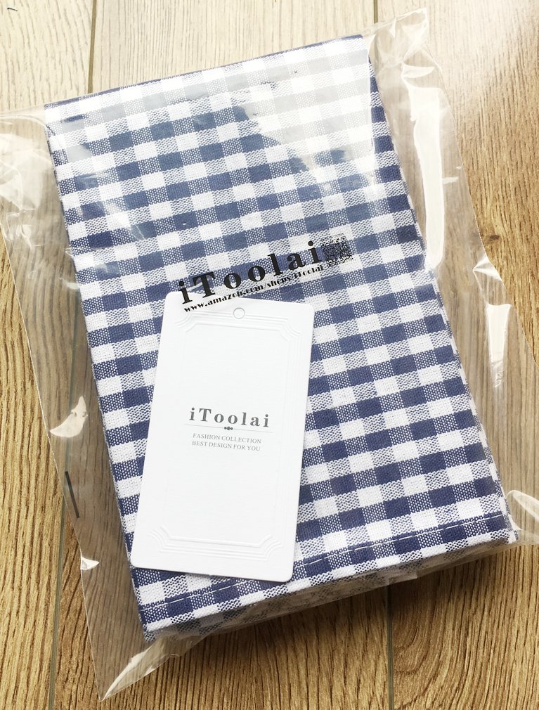 Navy & White Checkered Kitchen Tea Towel, iToolai 100% Woven Cotton Washable Dish Cloth Set of 4