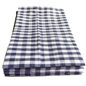 Navy & White Checkered Kitchen Tea Towel, iToolai 100% Woven Cotton Washable Dish Cloth Set of 4