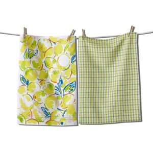 tag lemons flour sack dishtowel set of 2 dish cloth for drying dishes and cooking 26 x 18 green