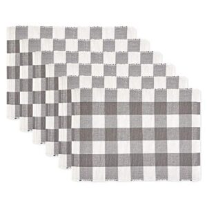 dii buffalo check collection, classic farmhouse tabletop set, placemat set, 13x19, gray & white, 6 piece