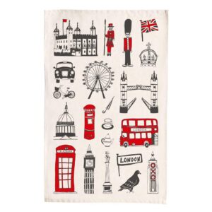 Victoria Eggs | London Tea Towel | Organic Cotton Kitchen Towels | Dish Towels For Kitchen | Tea Towels For Kitchen | London Souvenirs Gifts & British Gifts | London Kitchen Decor | London Gifts