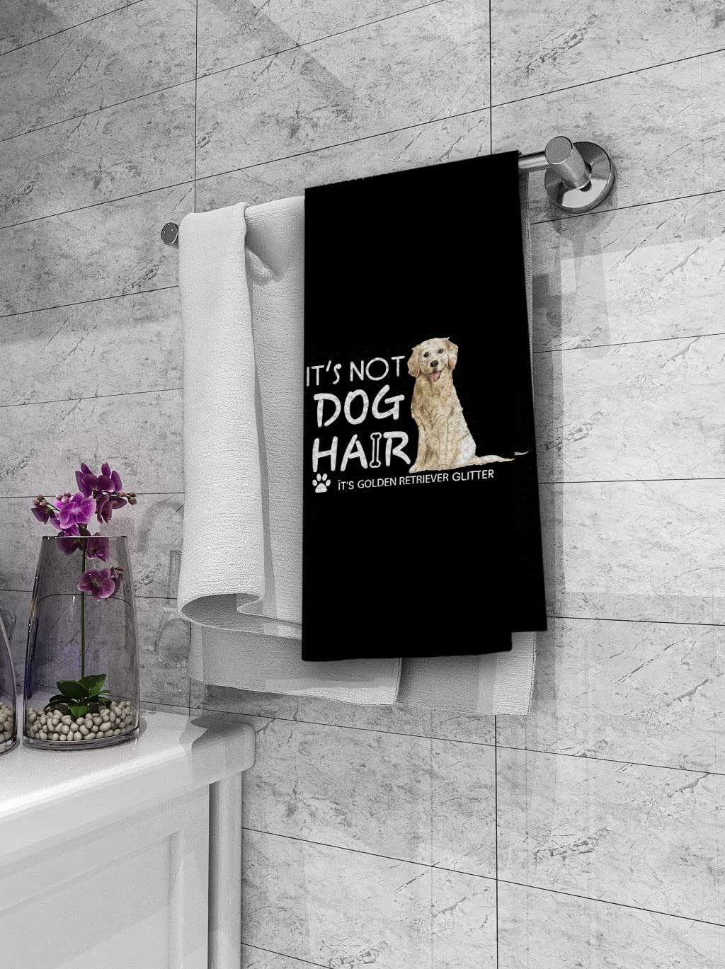 Dibor It’s Not Dog Hair It’s Golden Retriever Glitter Kitchen Towels Dish Towels Dishcloth,Funny Dog Decorative Absorbent Drying Cloth Hand Towels Tea Towels for Bathroom Kitchen,Dog Lovers Gifts