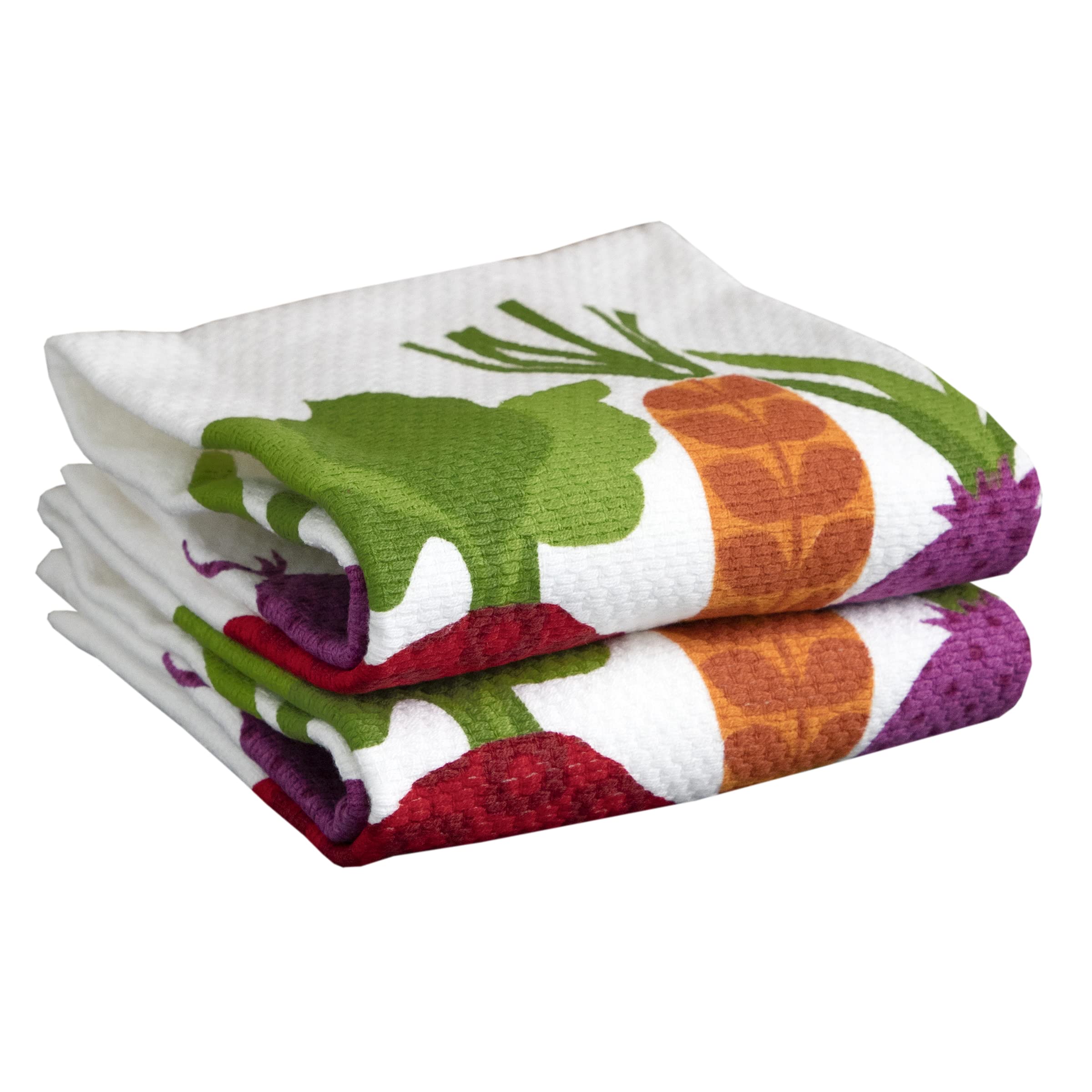 T-Fal Textiles 62445 2-Pack Veggie Print Dual Sided Woven Weave Cotton Kitchen Dish Towel