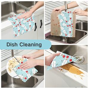 Christmas Snowman Dish Towels for Drying Dishes,Xmas Kitchen Cloth Dish Towels Premium Dishcloths Super Absorbent Fast Drying