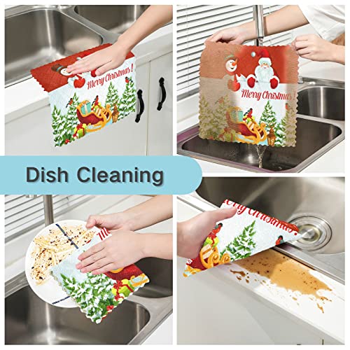 JSTEL Christmas Snowman Dish Towels for Drying Dishes,Xmas Kitchen Cloth Dish Towels Premium Dishcloths Super Absorbent Fast Drying