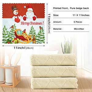 JSTEL Christmas Snowman Dish Towels for Drying Dishes,Xmas Kitchen Cloth Dish Towels Premium Dishcloths Super Absorbent Fast Drying