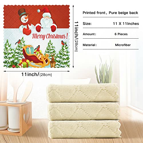 JSTEL Christmas Snowman Dish Towels for Drying Dishes,Xmas Kitchen Cloth Dish Towels Premium Dishcloths Super Absorbent Fast Drying