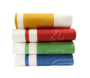 premium multi purpose kitchen towels by carlo lamperti italy (4 pack) restaurant-grade absorbent terry-tea kitchen towels machine washable eco-friendly recycled cotton poly durable hanging loop asst