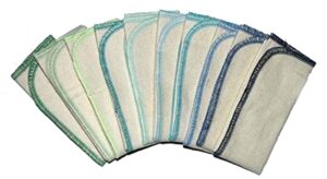 gina's soft cloth shop 1 ply organic cotton flannel paperless towels 11x12 inches set of 10 blues and greens