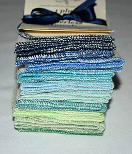 Gina's Soft Cloth Shop 1 Ply Organic Cotton Flannel Paperless Towels 11x12 Inches Set of 10 Blues and Greens