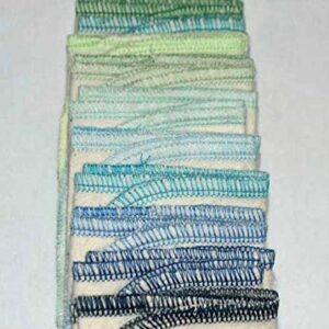 Gina's Soft Cloth Shop 1 Ply Organic Cotton Flannel Paperless Towels 11x12 Inches Set of 10 Blues and Greens