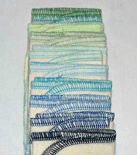 Gina's Soft Cloth Shop 1 Ply Organic Cotton Flannel Paperless Towels 11x12 Inches Set of 10 Blues and Greens