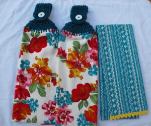 pioneer wildflower woman - whimsy kitchen towel set- handmade