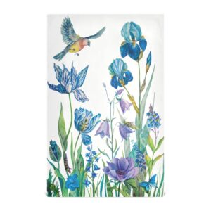 SLHKPNS Spring Blue Bird Flowers Kitchen Dish Towel Set of 4,Floral Summer Leaves 18x28in Absorbent Dishcloth Reusable Cleaning Cloths for Household Use