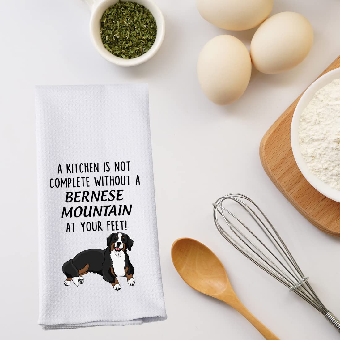 PWHAOO Bernese Kitchen Towel A Kitchen is Not Complete Without A Bernese Mountain Kitchen Towel Bernese Lover Gift (Bernese Mountain T)