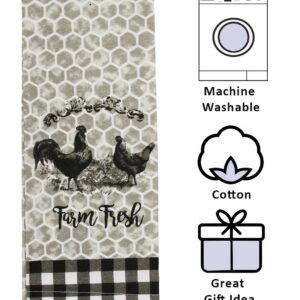 fillURbasket Decorative Buffalo Plaid Kitchen Towels Set of 8 Cute Summer Spring Dish Towels Lemons Bees Rooster Flour Sack Towels for Dish Hand Drying 100% Cotton 15”x25”