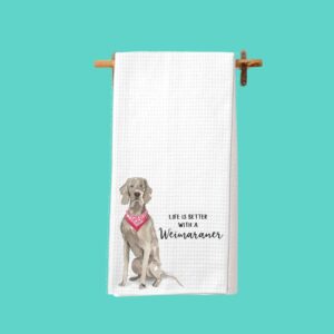 Watercolor Life is Better with a Weimaraner Microfiber Kitchen Tea Bar Towel Gift for Animal Dog Lover