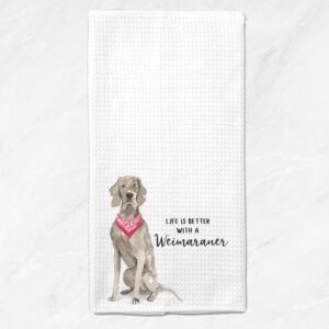 Watercolor Life is Better with a Weimaraner Microfiber Kitchen Tea Bar Towel Gift for Animal Dog Lover