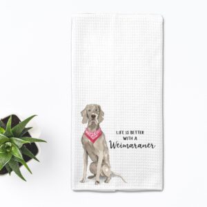 Watercolor Life is Better with a Weimaraner Microfiber Kitchen Tea Bar Towel Gift for Animal Dog Lover