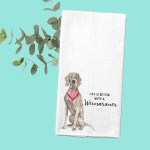 Watercolor Life is Better with a Weimaraner Microfiber Kitchen Tea Bar Towel Gift for Animal Dog Lover