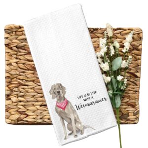 Watercolor Life is Better with a Weimaraner Microfiber Kitchen Tea Bar Towel Gift for Animal Dog Lover