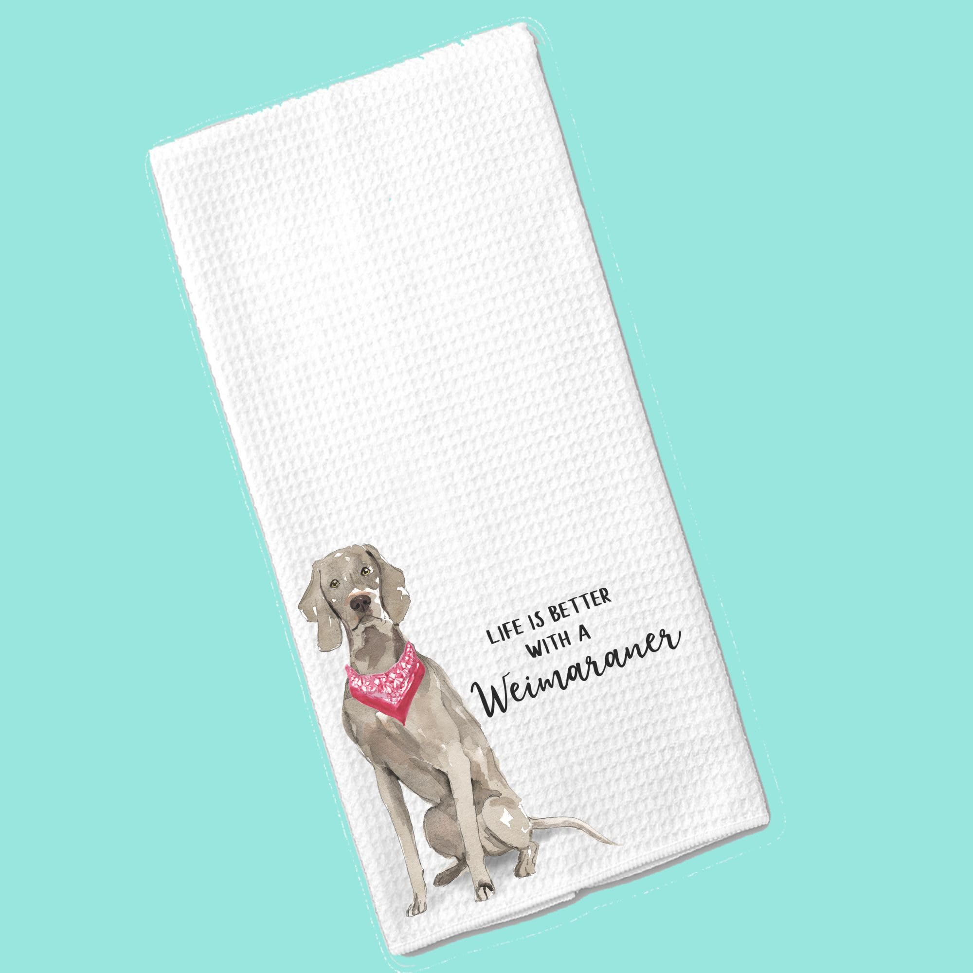 Watercolor Life is Better with a Weimaraner Microfiber Kitchen Tea Bar Towel Gift for Animal Dog Lover