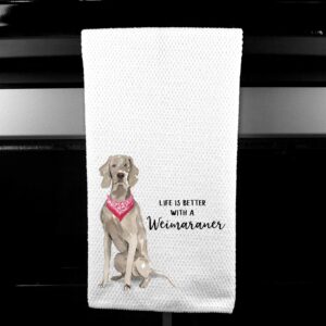 Watercolor Life is Better with a Weimaraner Microfiber Kitchen Tea Bar Towel Gift for Animal Dog Lover